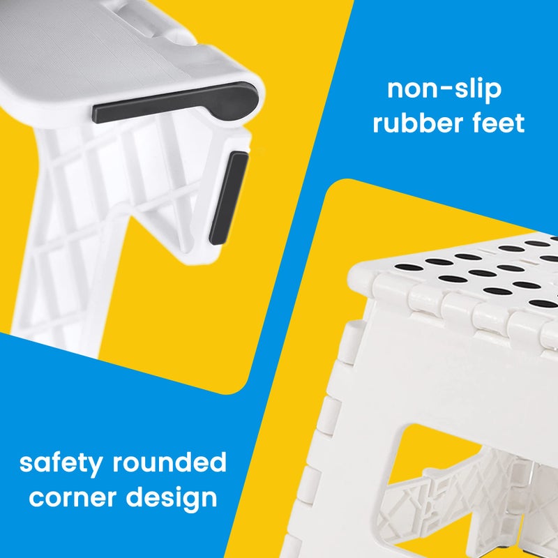 ACSTEP Folding Step Stool Portable Collapsible Plastic Step Stool 9 Inch Foldable Step Stools Non Slip Folding Stools for Kitchen Bathroom Bedroom (White) - Image 3